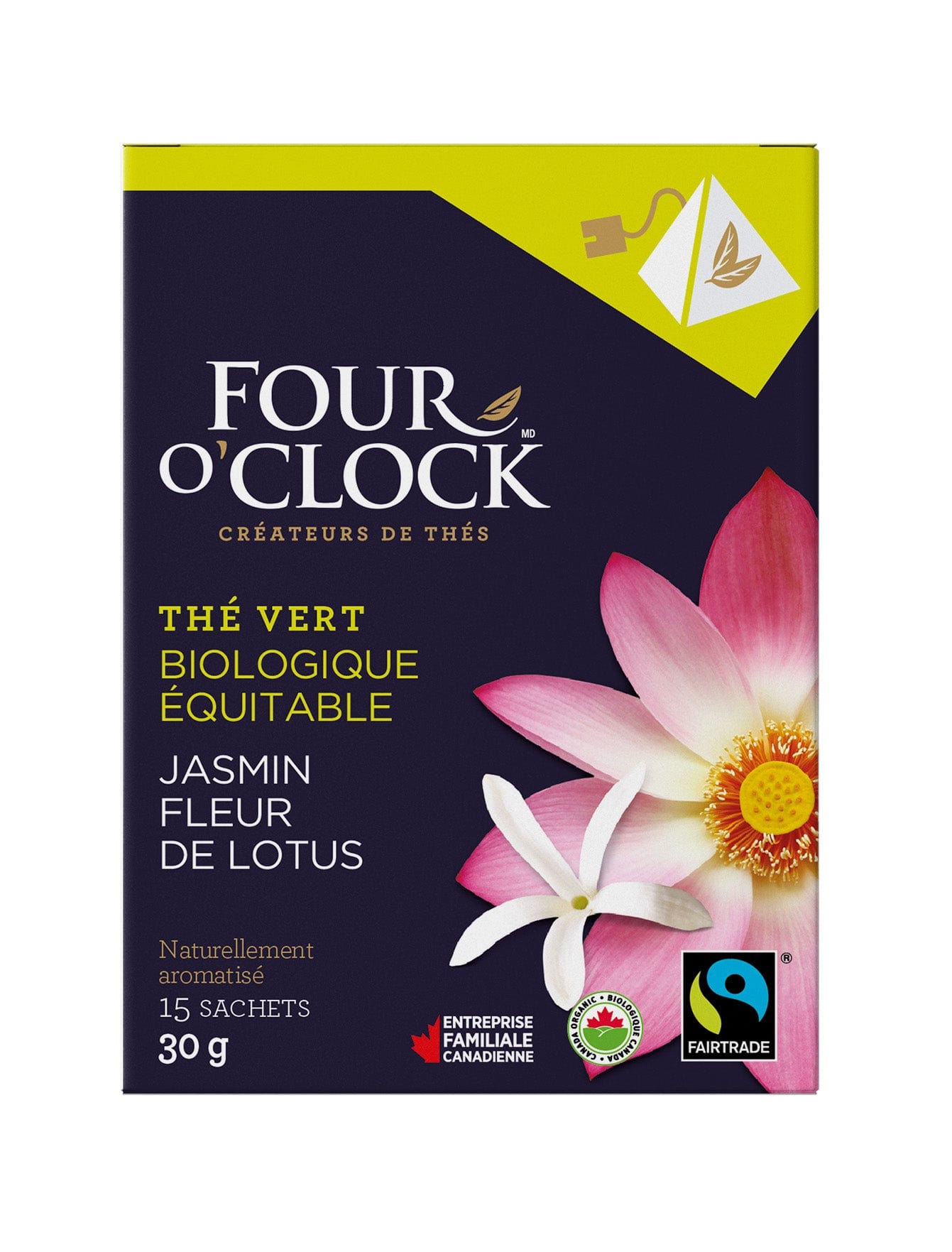 FOUR O'CLOCK Épicerie Thé vert au jasmin et fleurs de lotus bio 15s