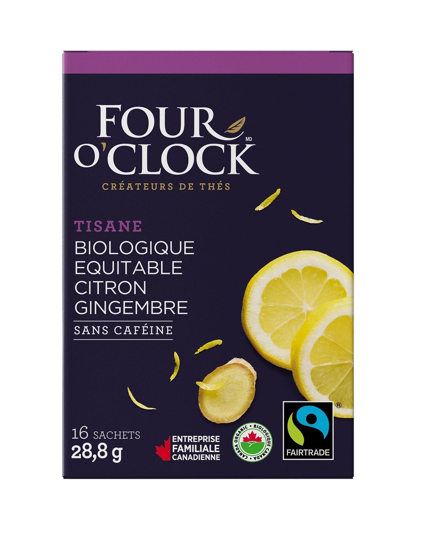 FOUR O'CLOCK Épicerie Tisane citron et gingembre sans caféine bio 16's