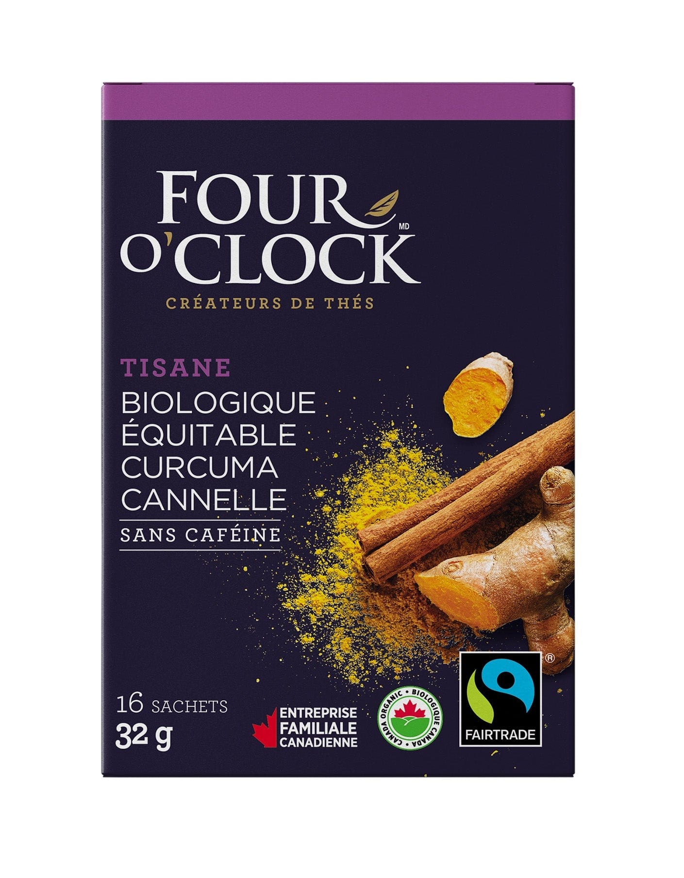 FOUR O'CLOCK Épicerie Tisane curcuma et cannelle sans caféine bio  16' s