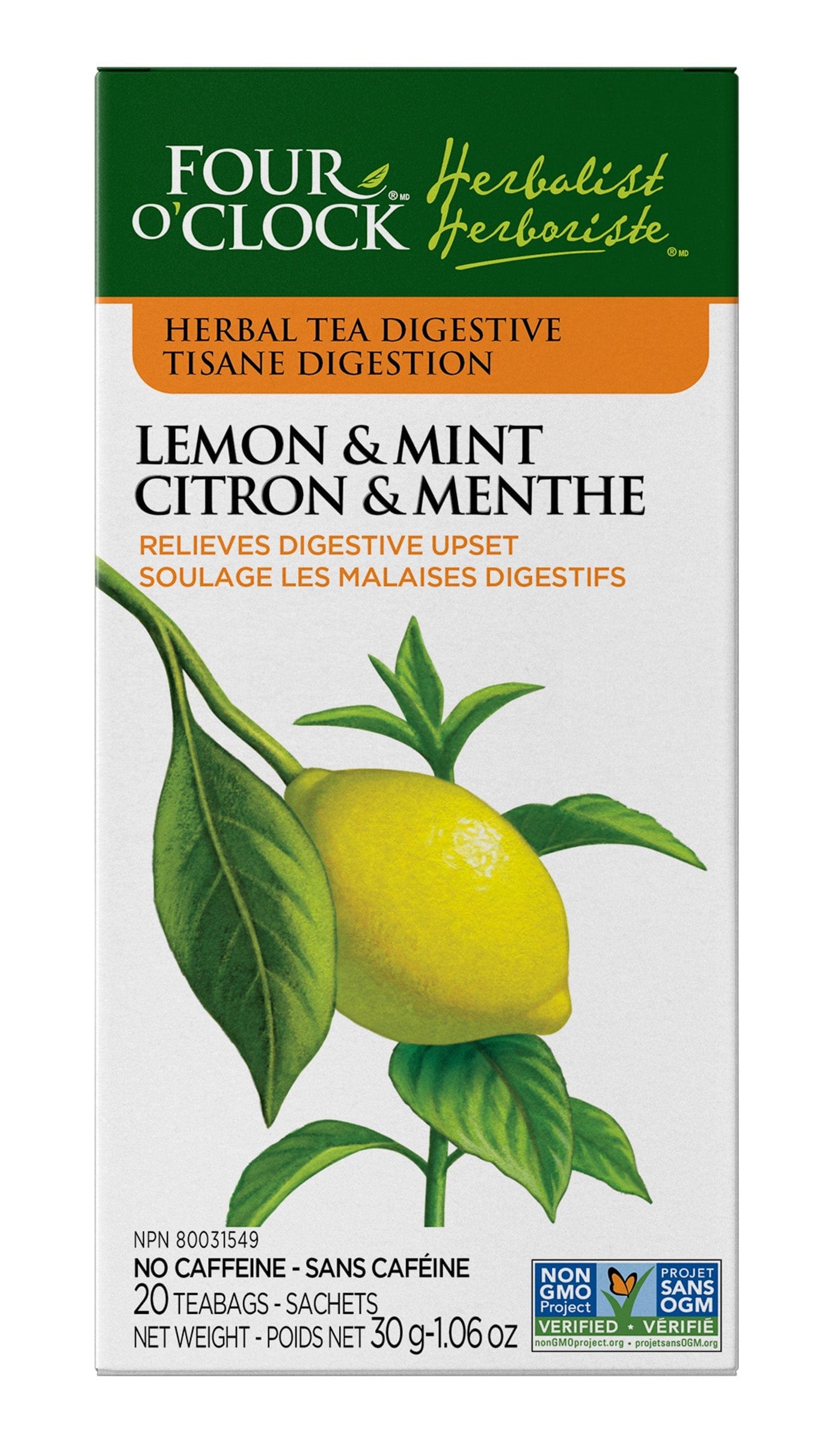 FOUR O'CLOCK Épicerie Tisane digestion citron et menthe 20s