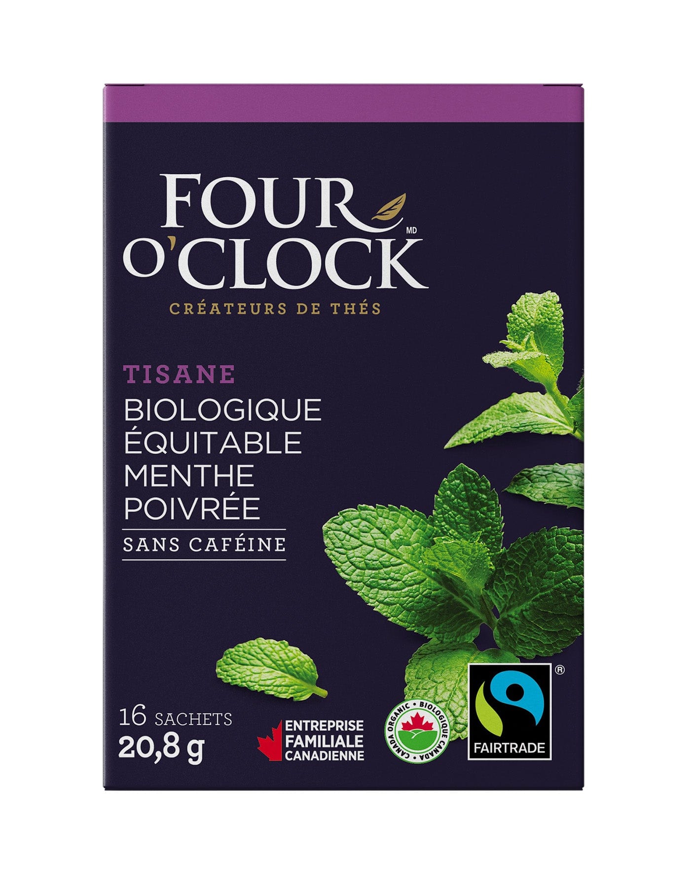 FOUR O'CLOCK Épicerie Tisane menthe poivrée sans caféine bio 16's