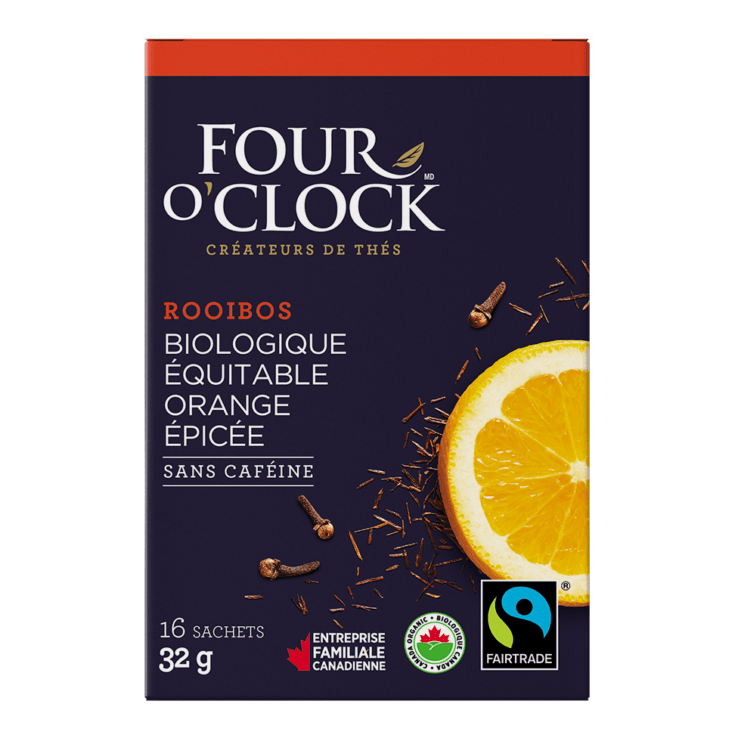 FOUR O'CLOCK Épicerie Tisane rooibos à l'orange épicée sans caféine bio 16s