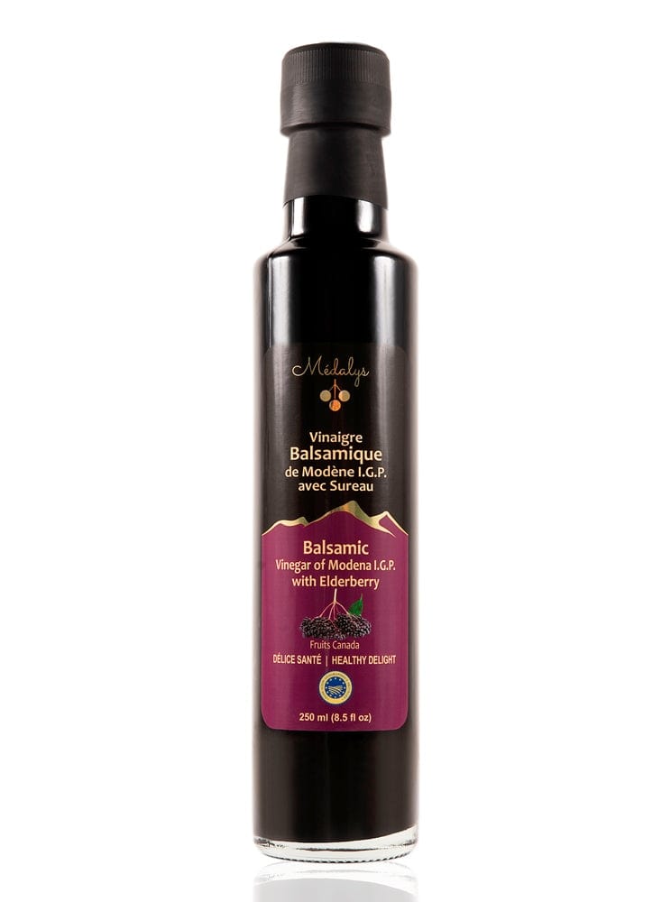 FRUITOMED Épicerie Grand balsamique de Modène I.G.P.et baies de sureau haut qualité vieilli en Italie 250ml