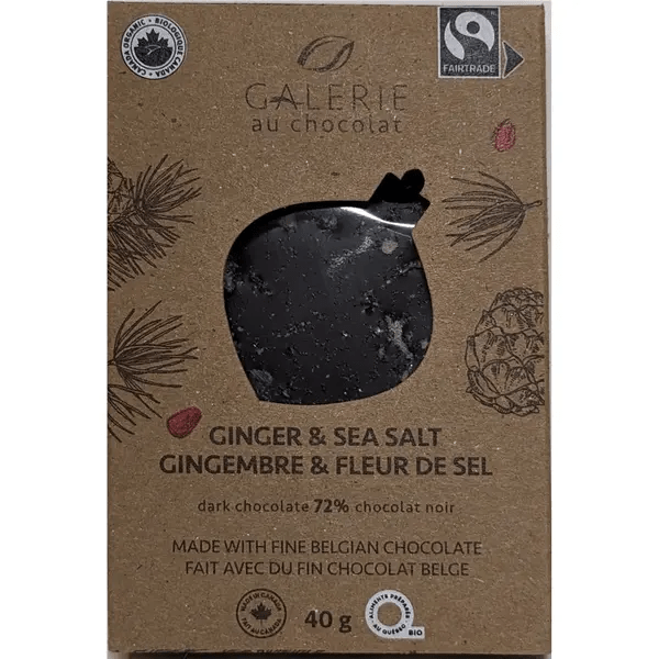GALERIE AU CHOCOLAT Épicerie Chocolat 72% boule de noël au gingembre et fleur de sel 40g