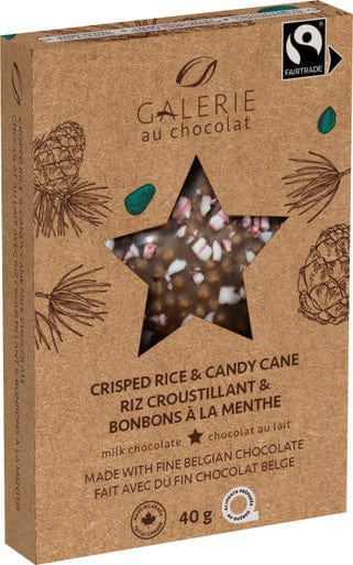 GALERIE AU CHOCOLAT Épicerie Chocolat au lait étoile au riz croustillant et bonbons à la menthe 40g