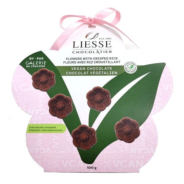 GALERIE AU CHOCOLAT Épicerie Chocolats fleurs avec riz croustillant végétaliens 10 morceaux individuels
