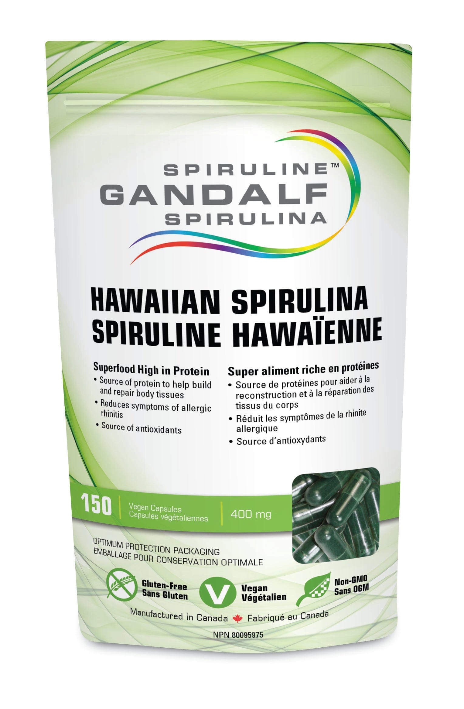GANDALF Suppléments Spiruline 400mg 150vcaps