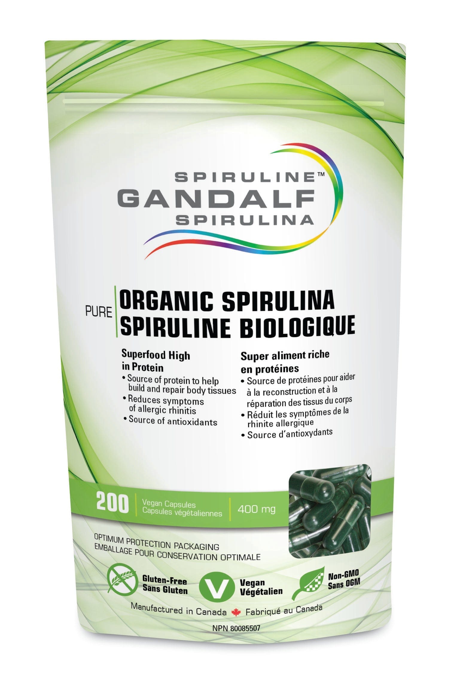 GANDALF Suppléments Spiruline bio 400mg 200vcaps
