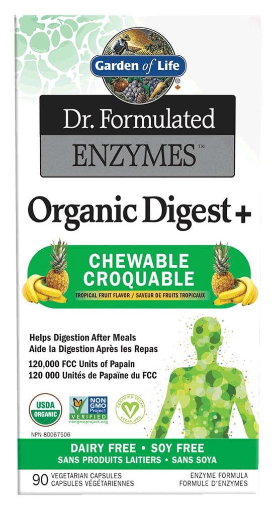 GARDEN OF LIFE Suppléments Enzymes organic digest+ croquable 120mille papaine du FCC 90comp