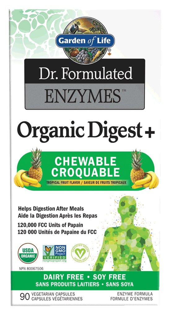GARDEN OF LIFE Suppléments Enzymes organic digest+ croquable 120mille papaine du FCC 90comp
