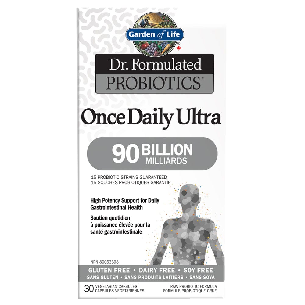 GARDEN OF LIFE Suppléments Once daily Ultra 15 souches probio 90 millards UFC (s-gluten / s-produits laitiers / s-soya) 30vcaps