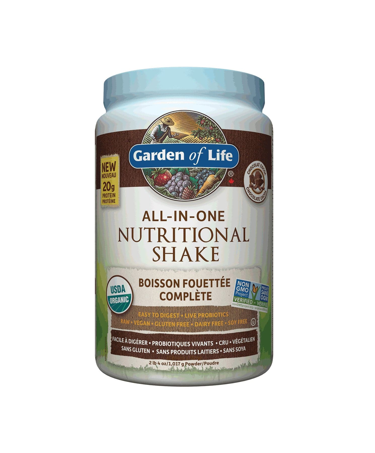 GARDEN OF LIFE Suppléments Protéines all-in-one (saveur chocolat cacoa) 1017g