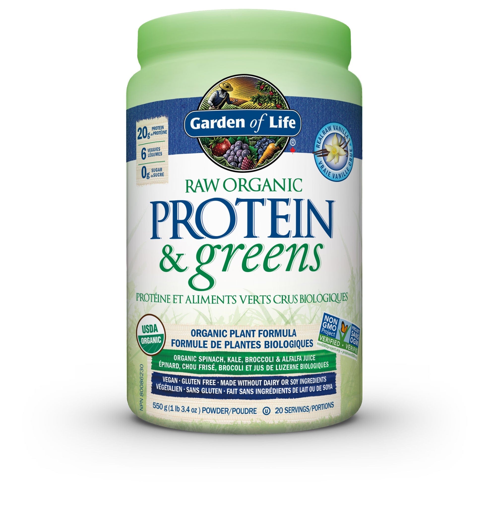 GARDEN OF LIFE Suppléments Protéines crues et verts vanille 610g