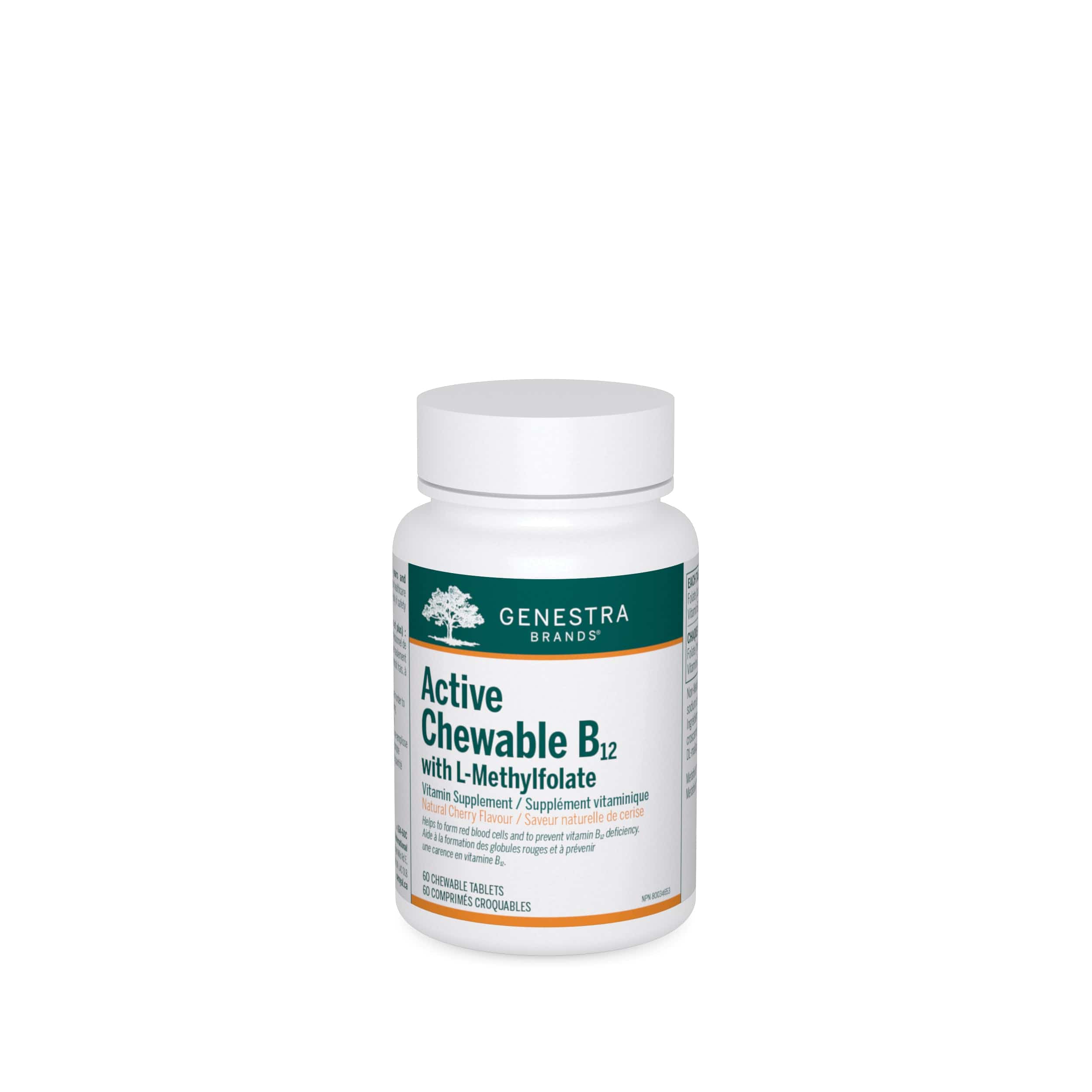 GENESTRA BRANDS Suppléments B12 active  + méthylfolate (à croquer) 60comp