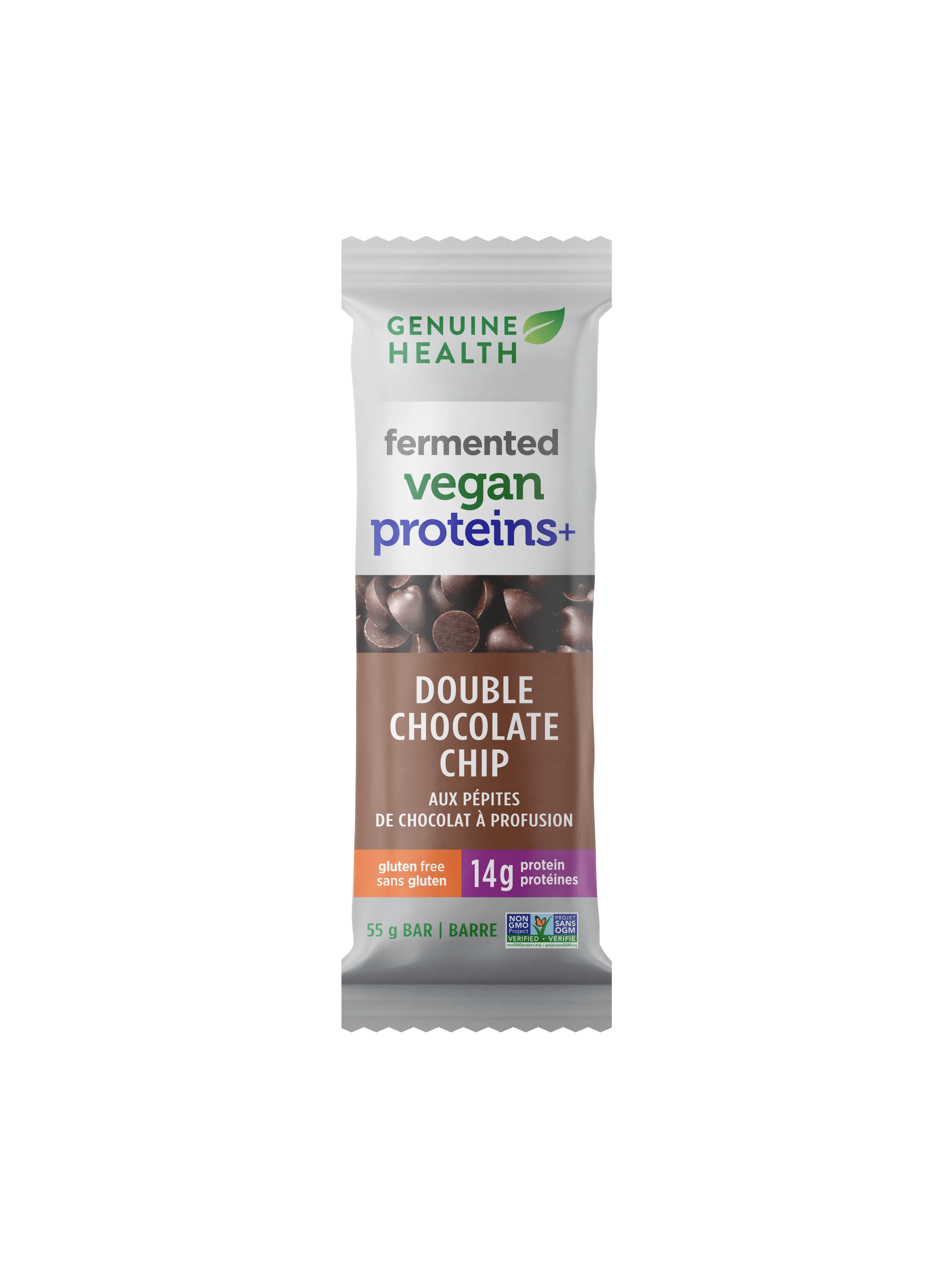 GENUINE HEALTH Épicerie Barre vegan protéinée aux pépites de chocolat 55g
