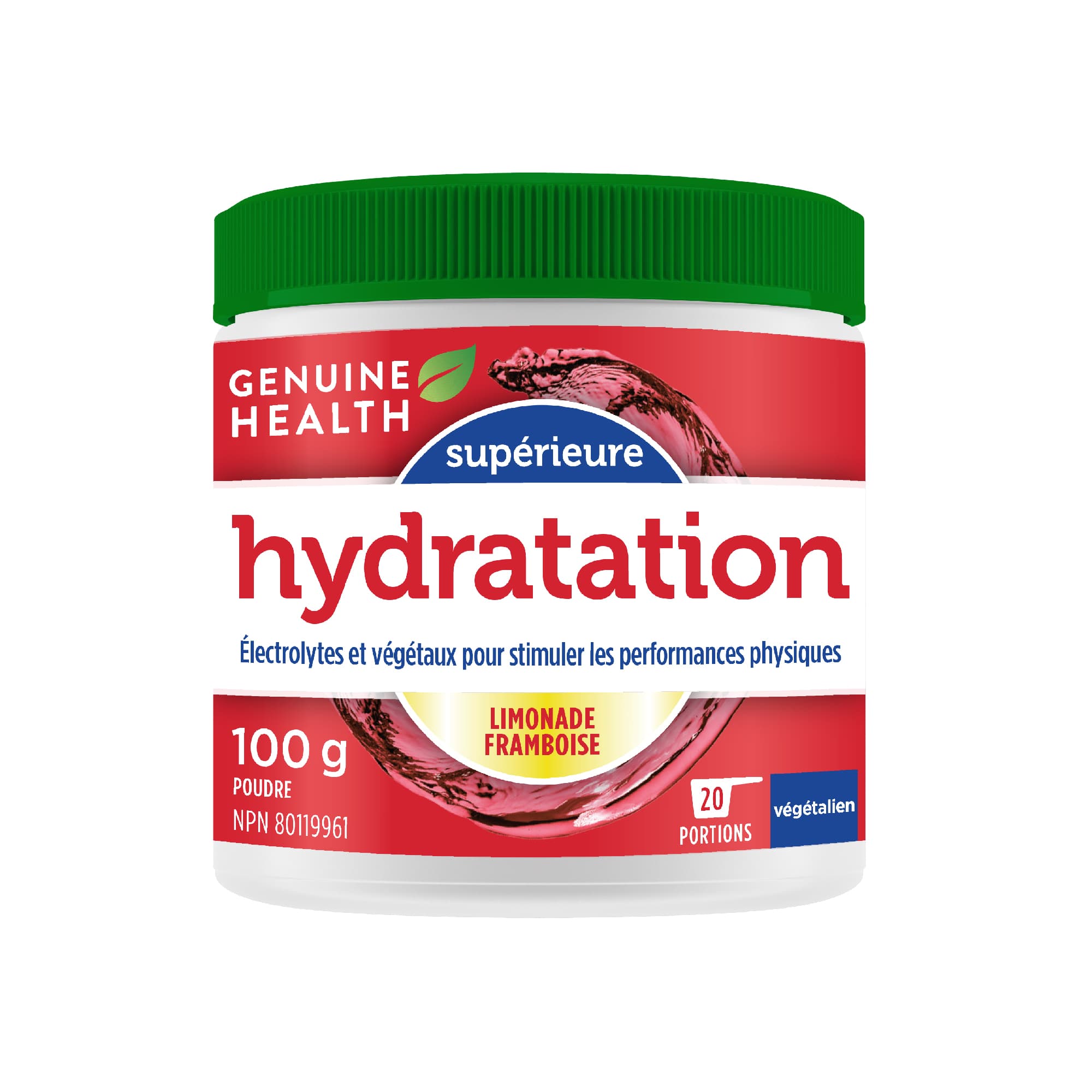 GENUINE HEALTH Suppléments Enhanced hydratation (limonade framboises)  100g