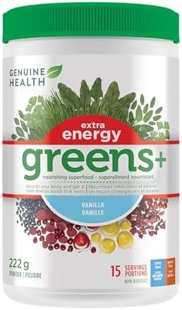 GENUINE HEALTH Suppléments Green + extra energy (vanille) 222g