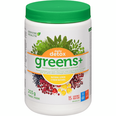 GENUINE HEALTH Suppléments Greens+ daily detox (citron) 203g