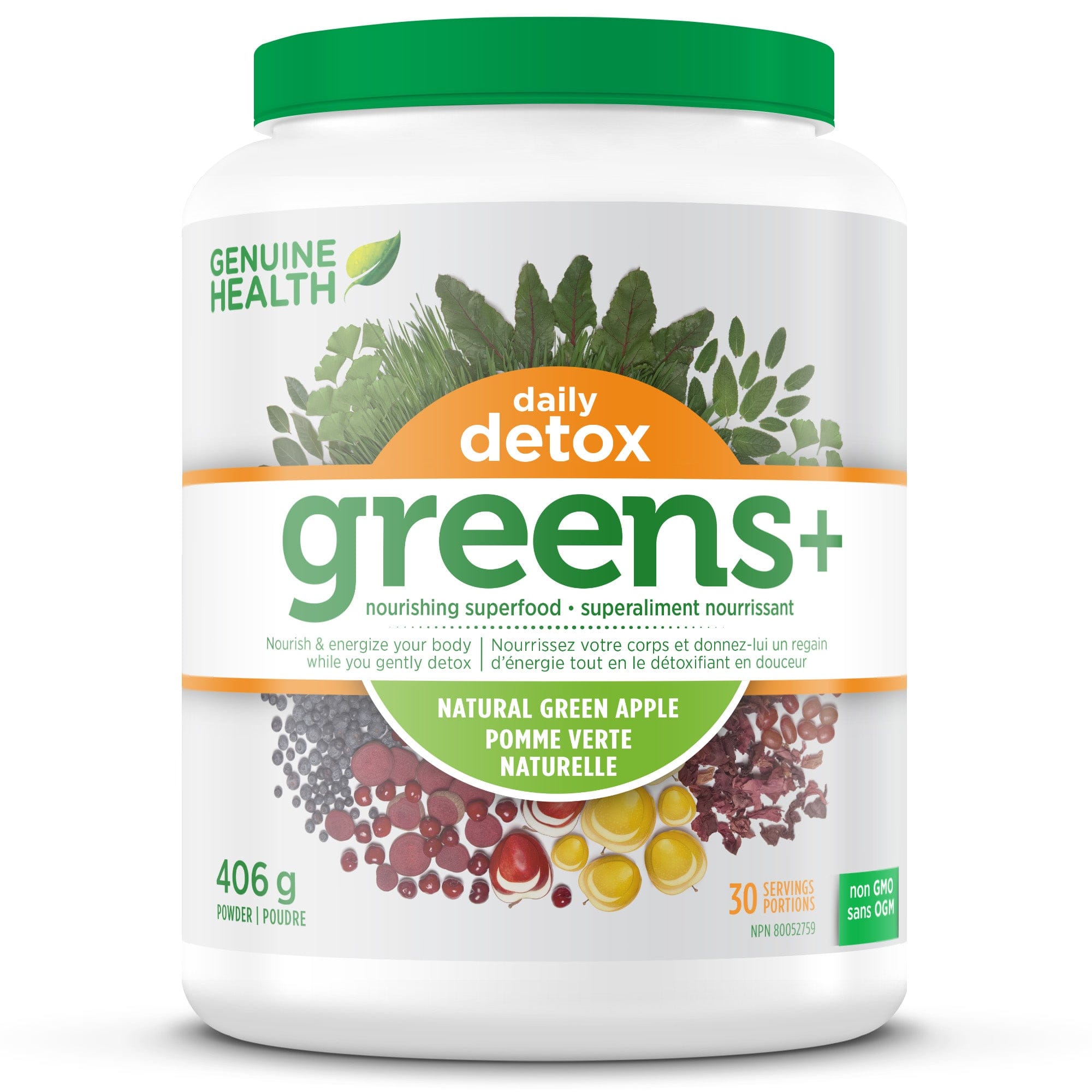 GENUINE HEALTH Suppléments Greens+ daily detox (pomme) 406g