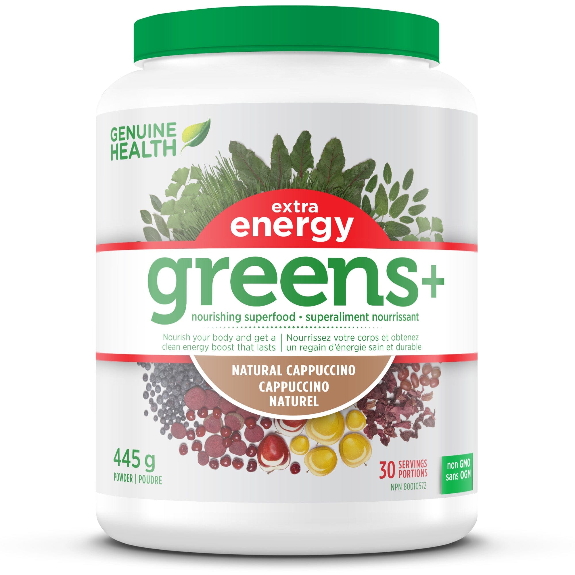 GENUINE HEALTH Suppléments Greens+ extra energy (cappuccino) 445g