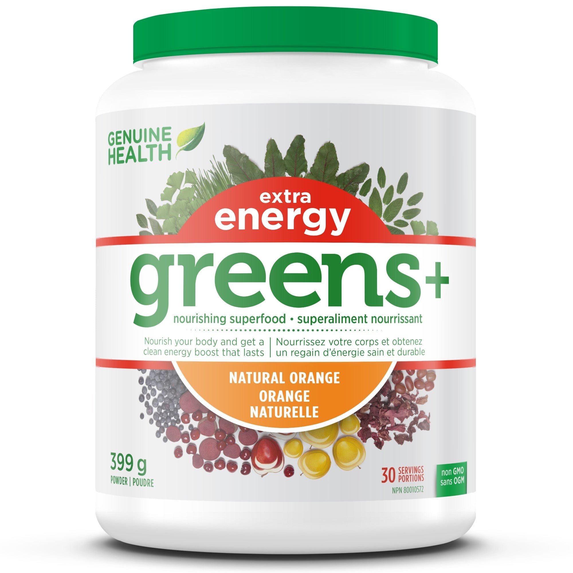 GENUINE HEALTH Suppléments Greens+ extra energy (orange) 399g
