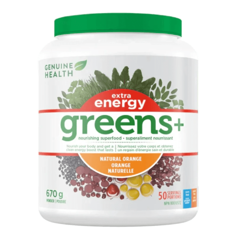 GENUINE HEALTH Suppléments Greens+ extra energy (orange) 670g