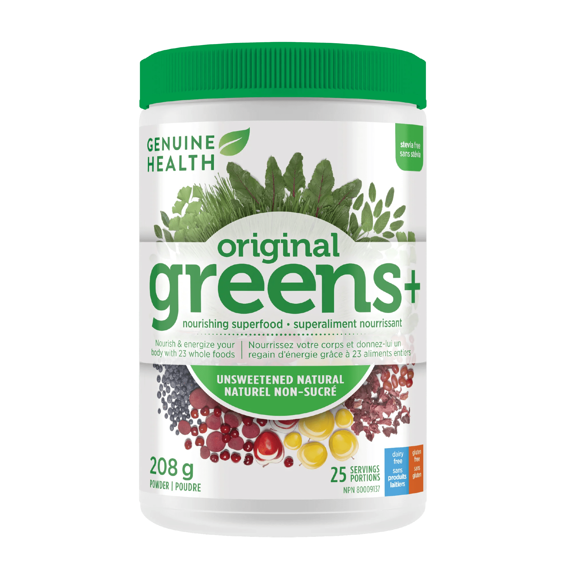 GENUINE HEALTH Suppléments Greens+ (naturel non sucré) 208g