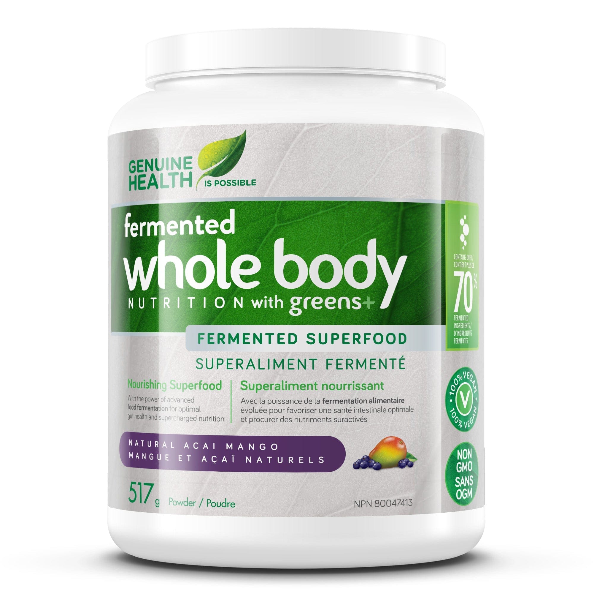 GENUINE HEALTH Suppléments Greens+ whole body nutrition (naturel) (açaï / mango) 517g
