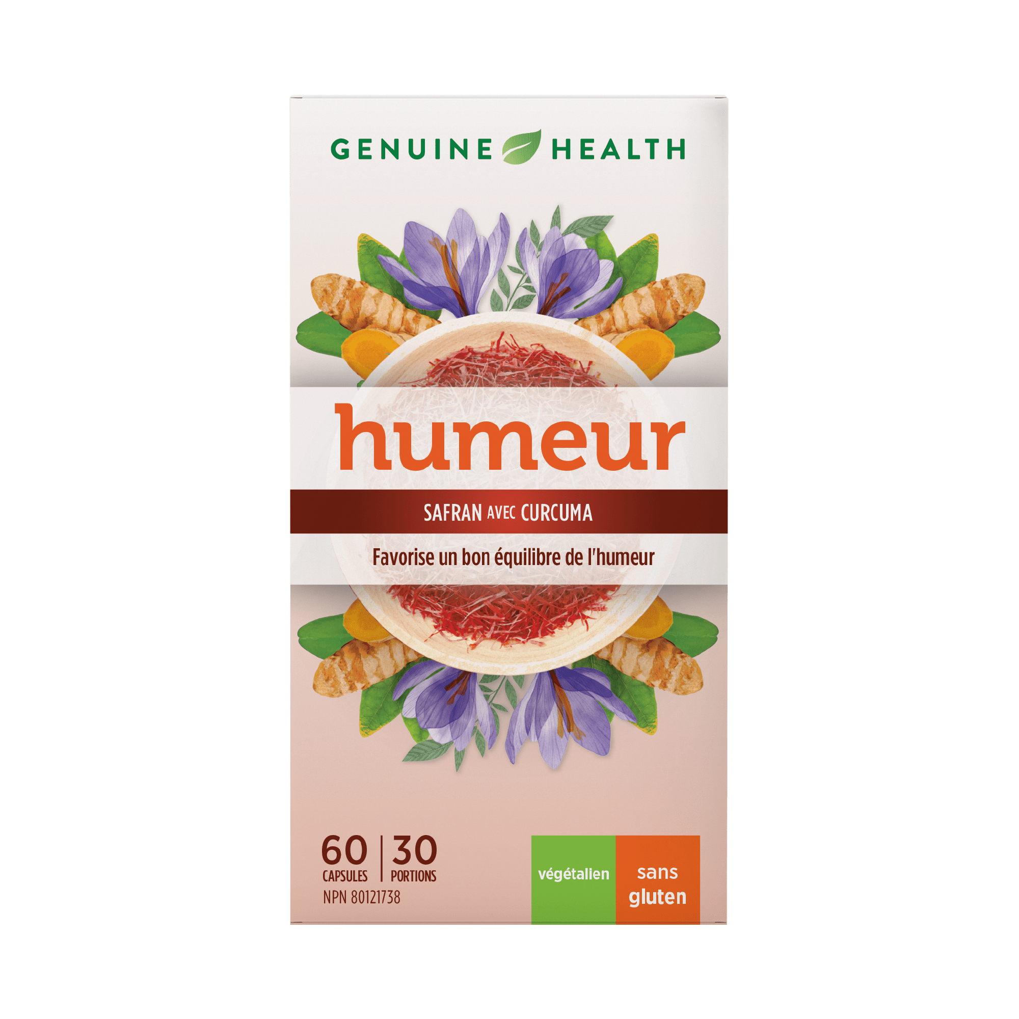 GENUINE HEALTH Suppléments Humeur (safran et curcuma) 60caps