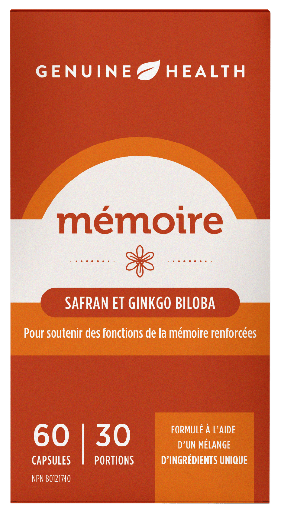 GENUINE HEALTH Suppléments Mémoire (safran et ginkgo biloba) 60caps
