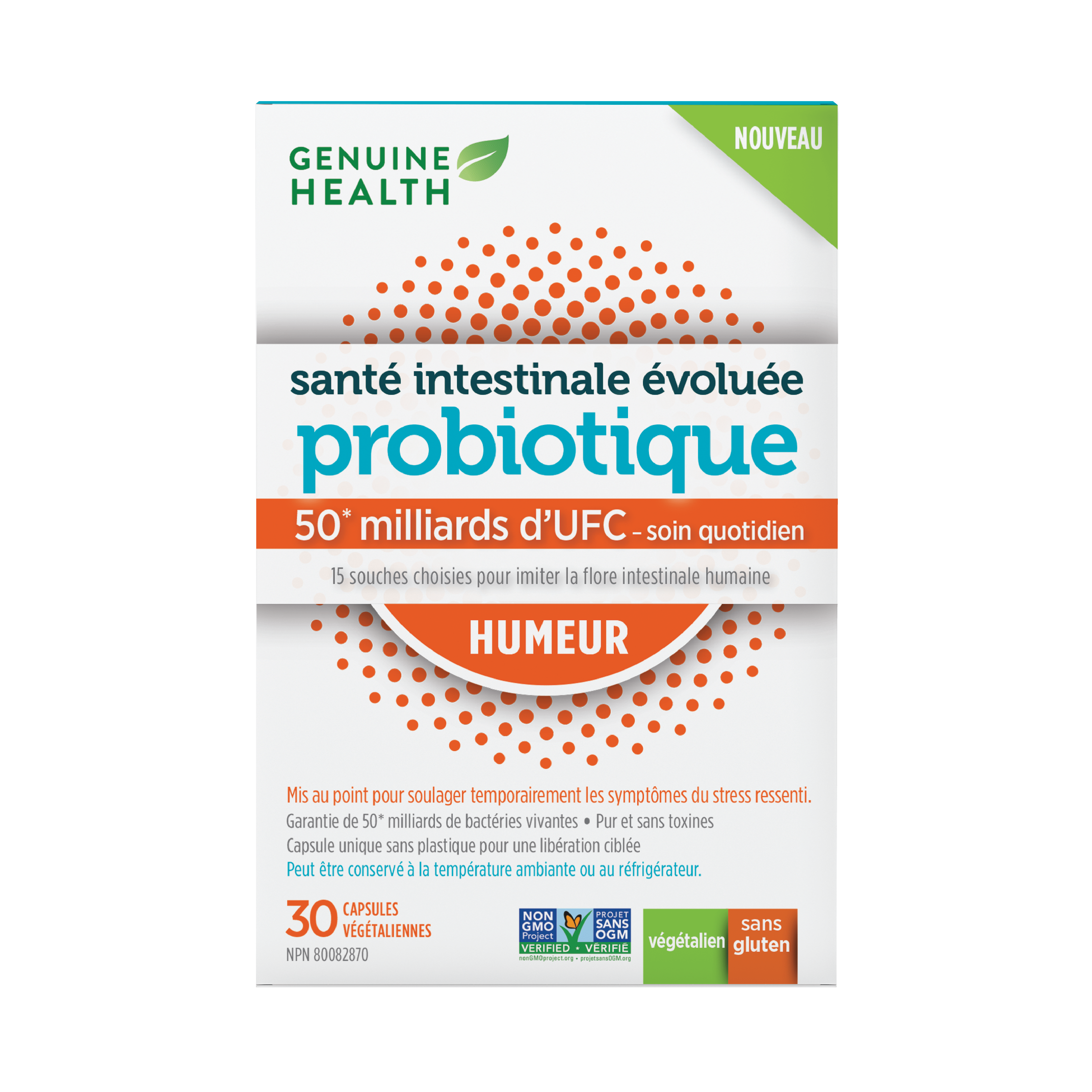 GENUINE HEALTH Suppléments Probiotique (50 milliards d'UFC) humeur  30vcaps