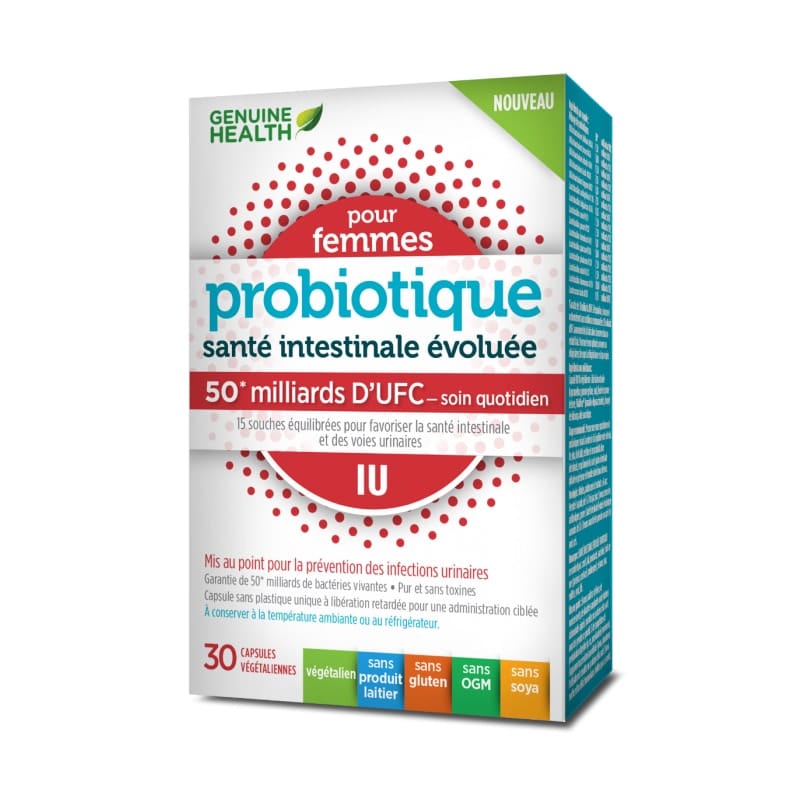 GENUINE HEALTH Suppléments Probiotique pour femmes prévention infections urinaires (50 milliards d'UFC) 30caps