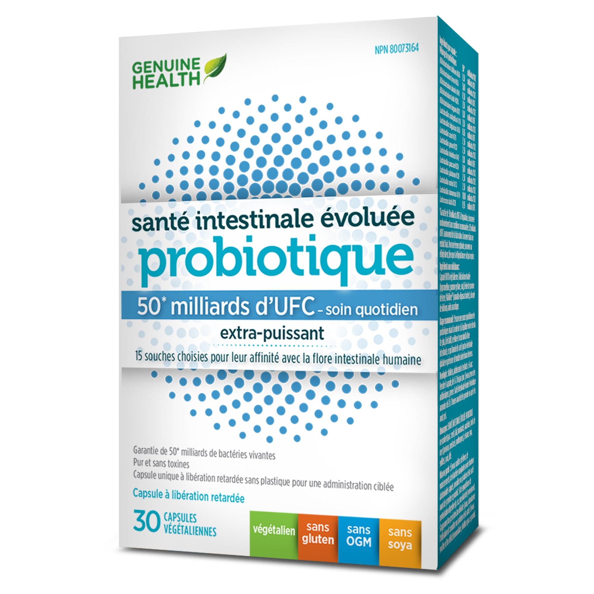 GENUINE HEALTH Suppléments Probiotques (50 milliards d'UFC) 30caps