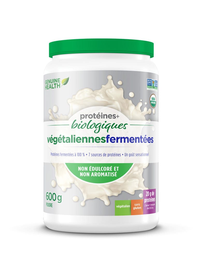 GENUINE HEALTH Suppléments Protéines + Biologiques Végétaliennes Fermentées (sans saveur ) 600g