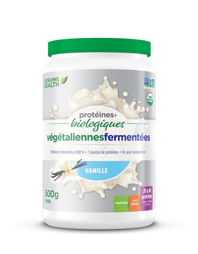 GENUINE HEALTH Suppléments Protéines + Biologiques Végétaliennes Fermentées (vanille ) 600g