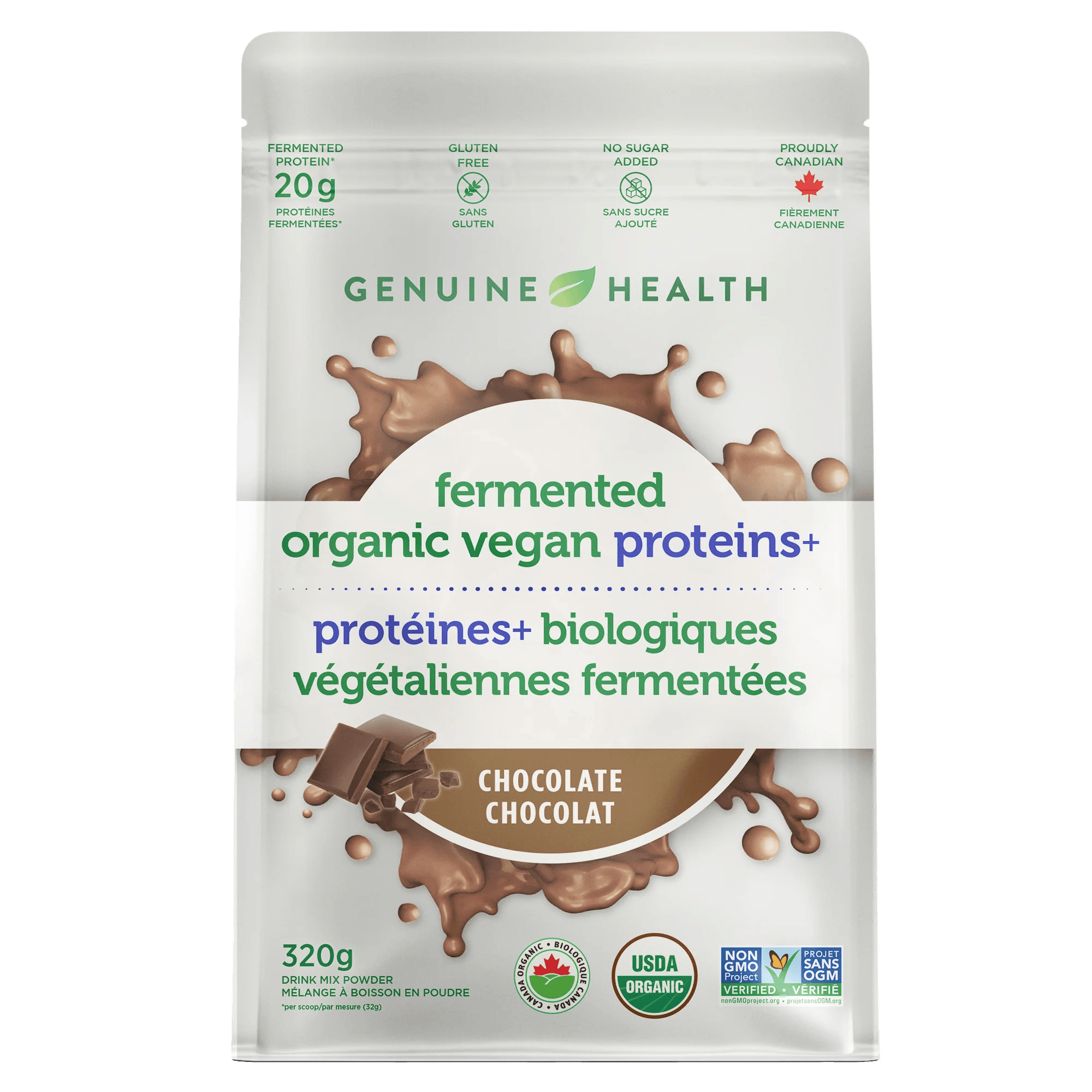 GENUINE HEALTH Suppléments Protéines + (chocolat) 320g
