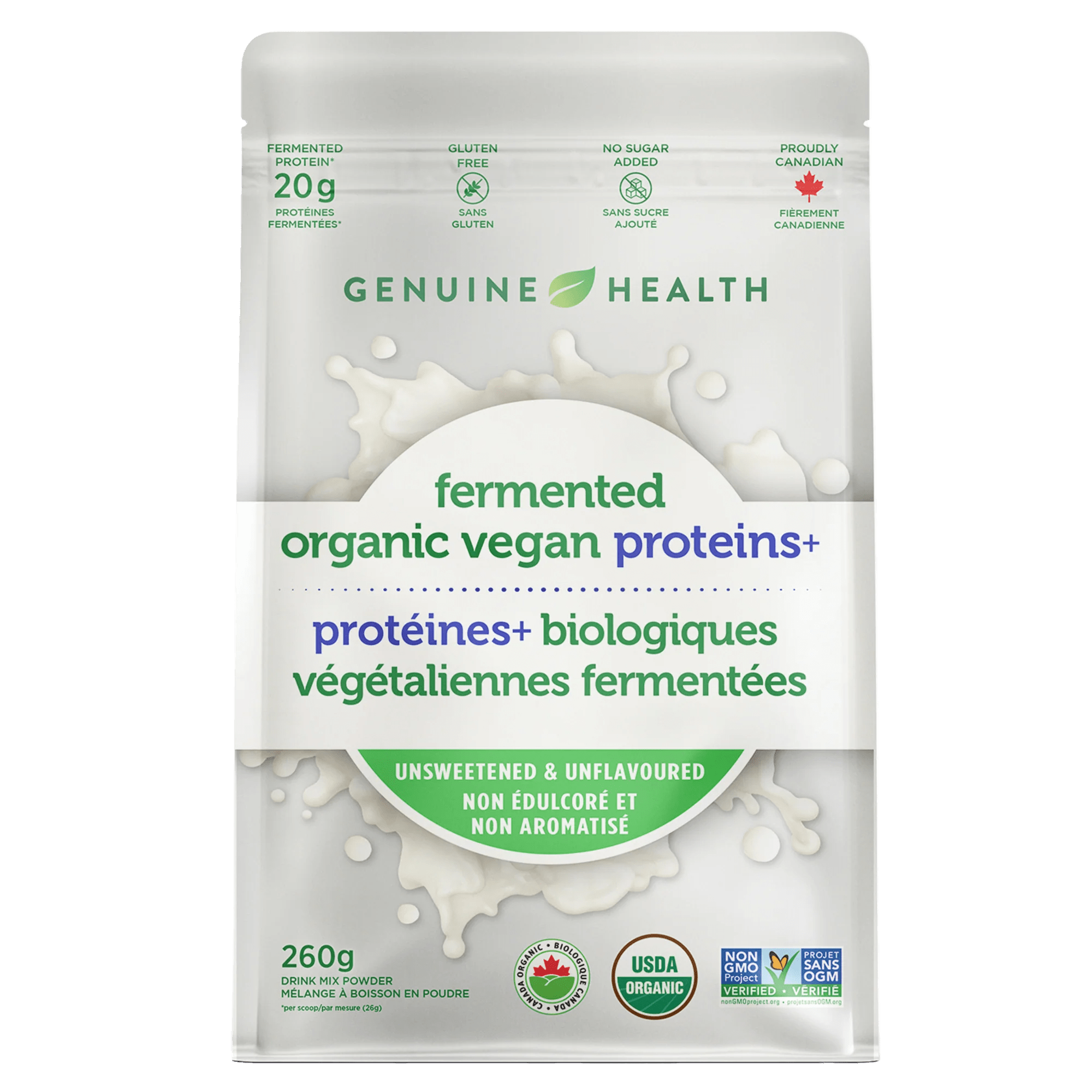 GENUINE HEALTH Suppléments Protéines + (non-édulcoré et non aromatisé) 260g