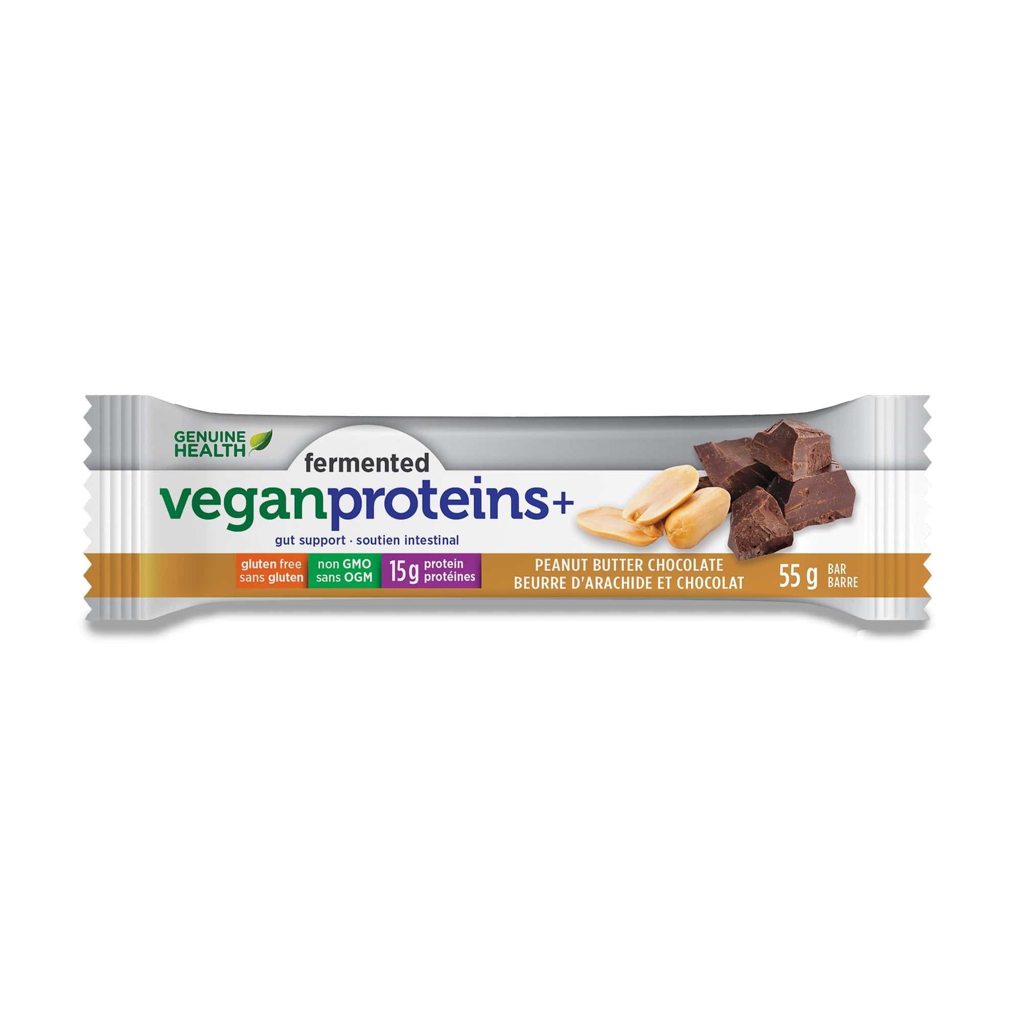 GENUINE HEALTH Suppléments Vegan proteins+ (beurre d'arachides / chocolat) 12x55g
