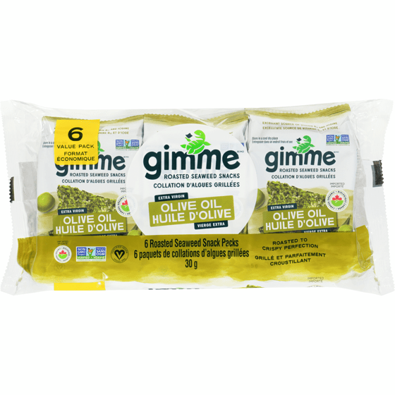 GIMME Épicerie Algues grillées à l'huile d'olive bio 6x5g