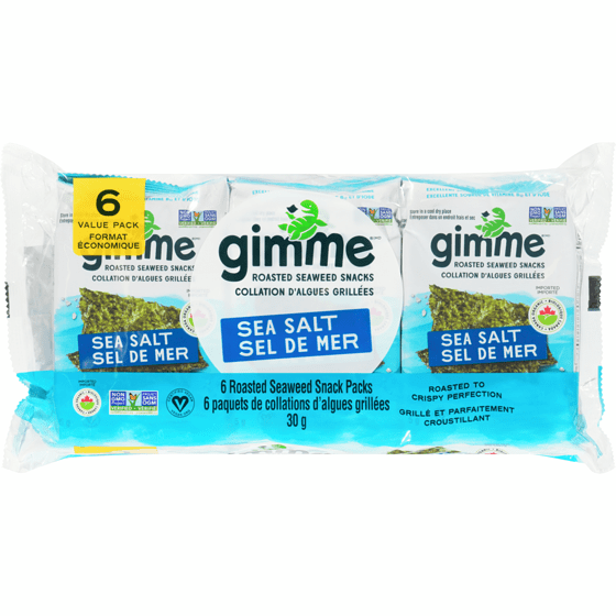 GIMME Épicerie Algues grillées au sel de mer bio 6x5g