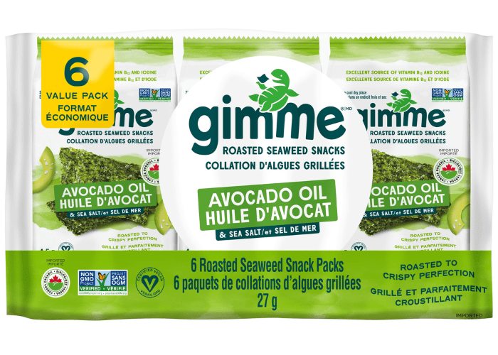 GIMME Épicerie Algues grillées huile d'avocat et sel de mer 6x4,5g