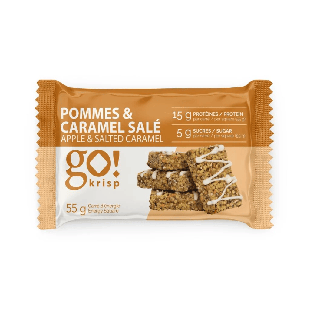 GO KRISP Épicerie Barre protéinée pommes et caramel salé 55g