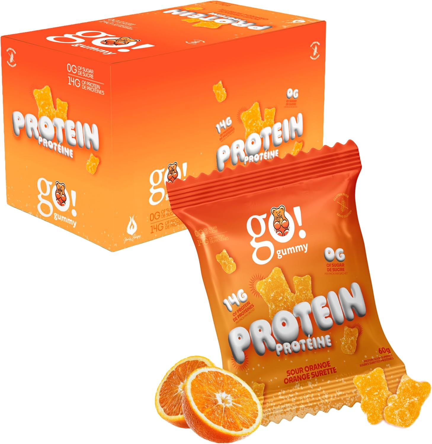 GO NUTRITION Épicerie Go gummy - bonbons protéinés Orange surette 12x60g