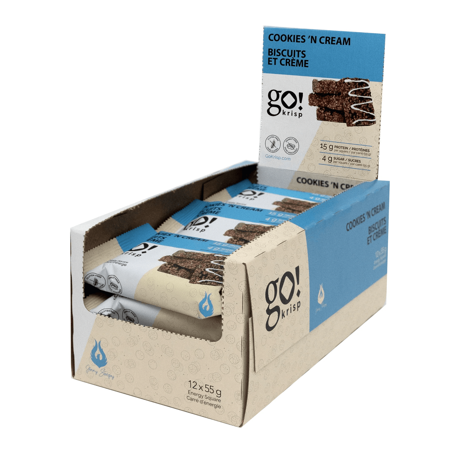GO NUTRITION Épicerie Go Krisp - Barres protéinées Biscuits et crème 12x55g