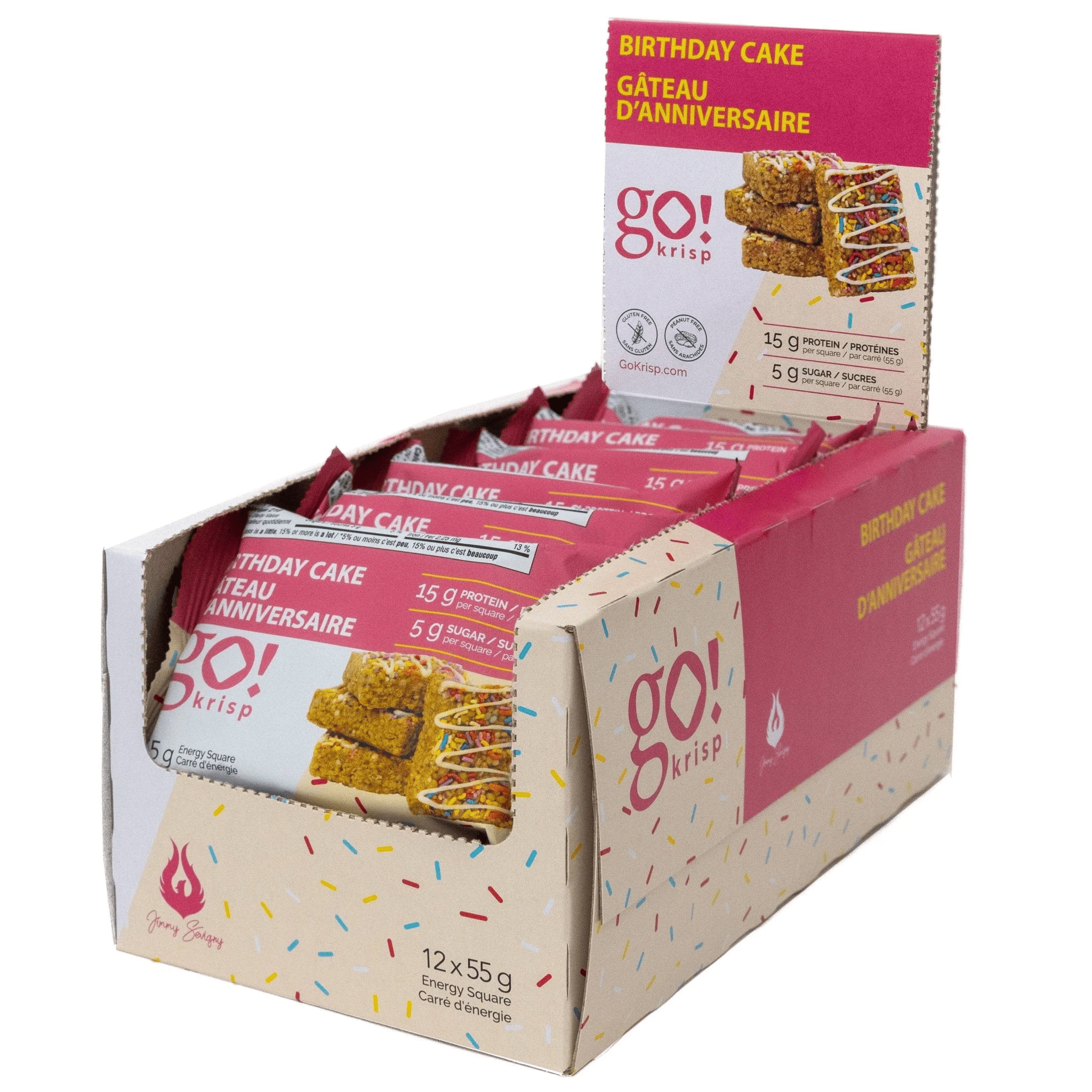 GO NUTRITION Épicerie Go Krisp - Barres protéinées Gâteau de fête 12x55g
