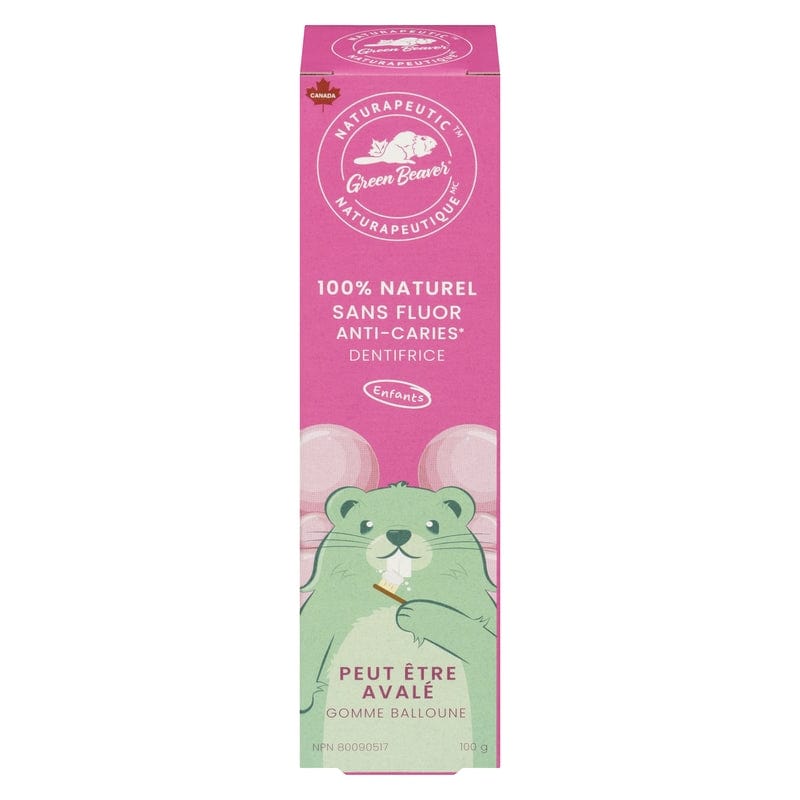 GREEN BEAVER Soins & beauté Dentifrice naturapeutique enfants gomme balloune ( contre carie et peut être avalé)  100g