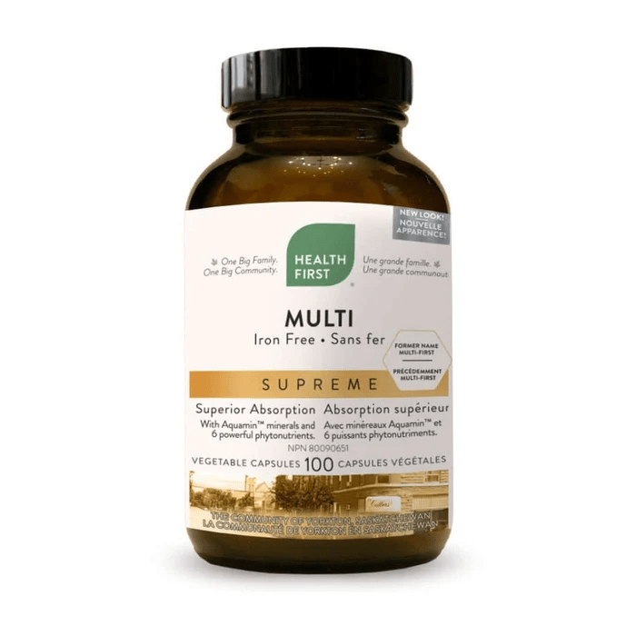 HEALTH FIRST Suppléments Multi suprême (sans fer) 100vcaps