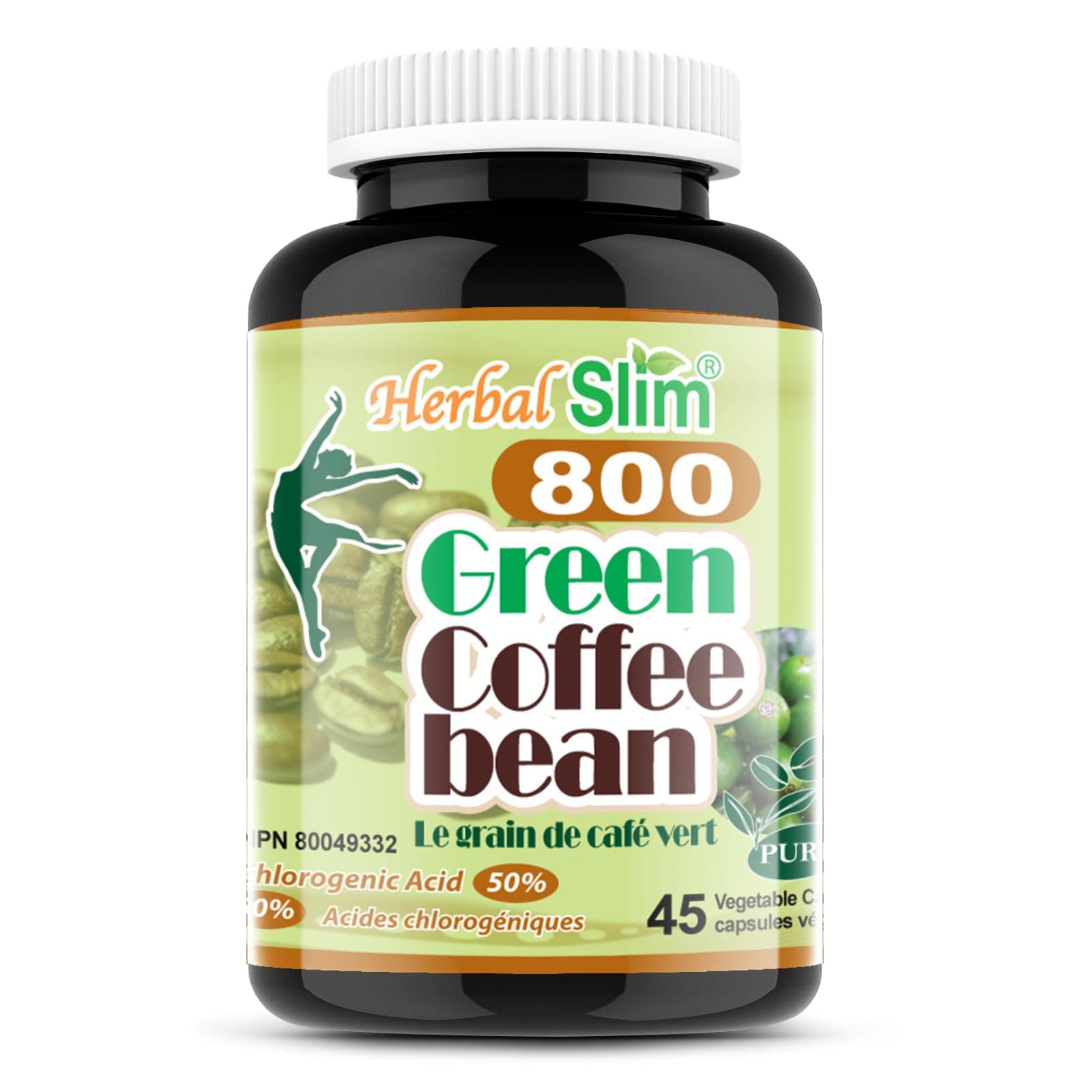HERBAL SLIM Suppléments Le grain de café vert 800 45vcaps