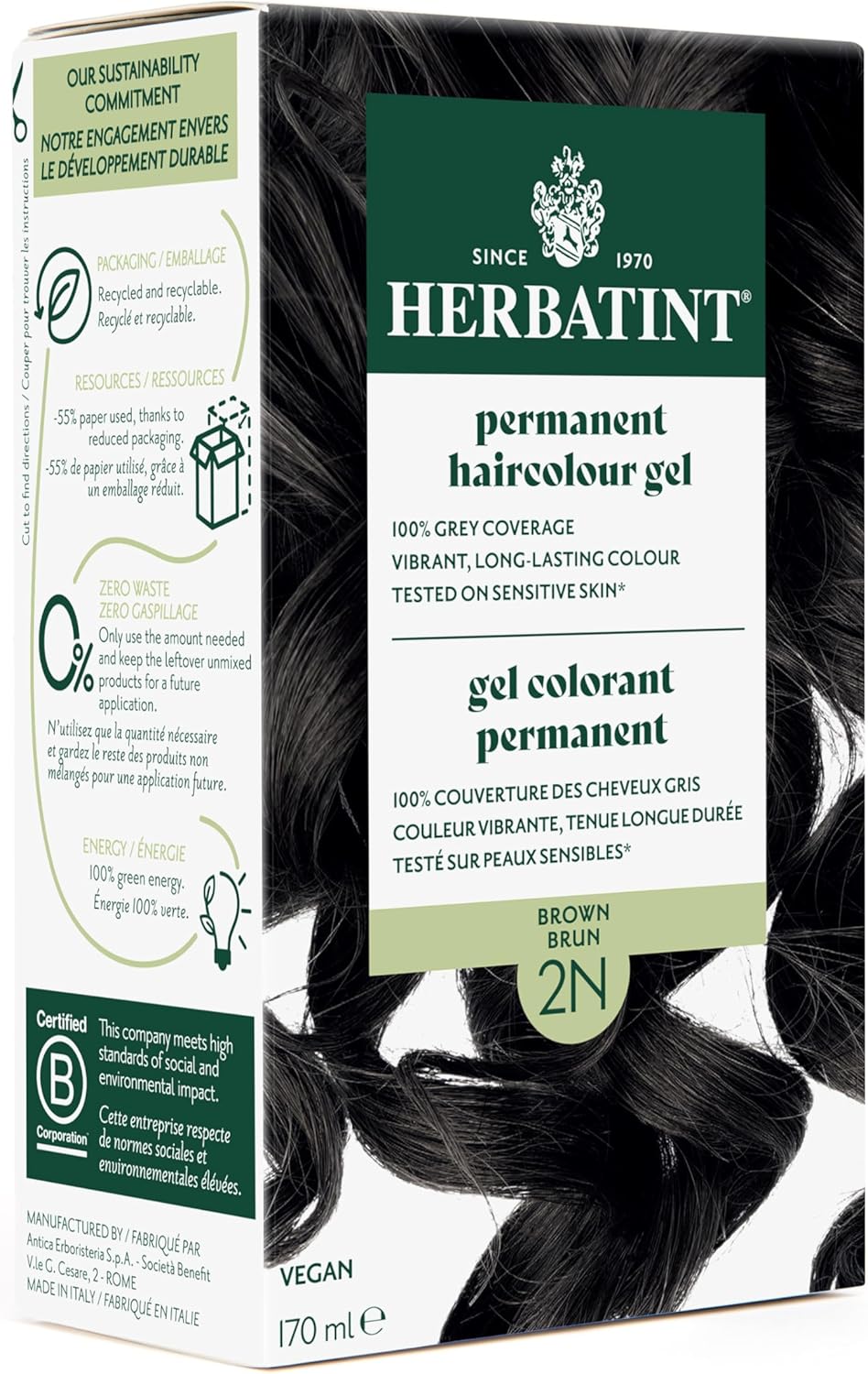 HERBATINT Soins & beauté Teinture 2N Brun 170ml
