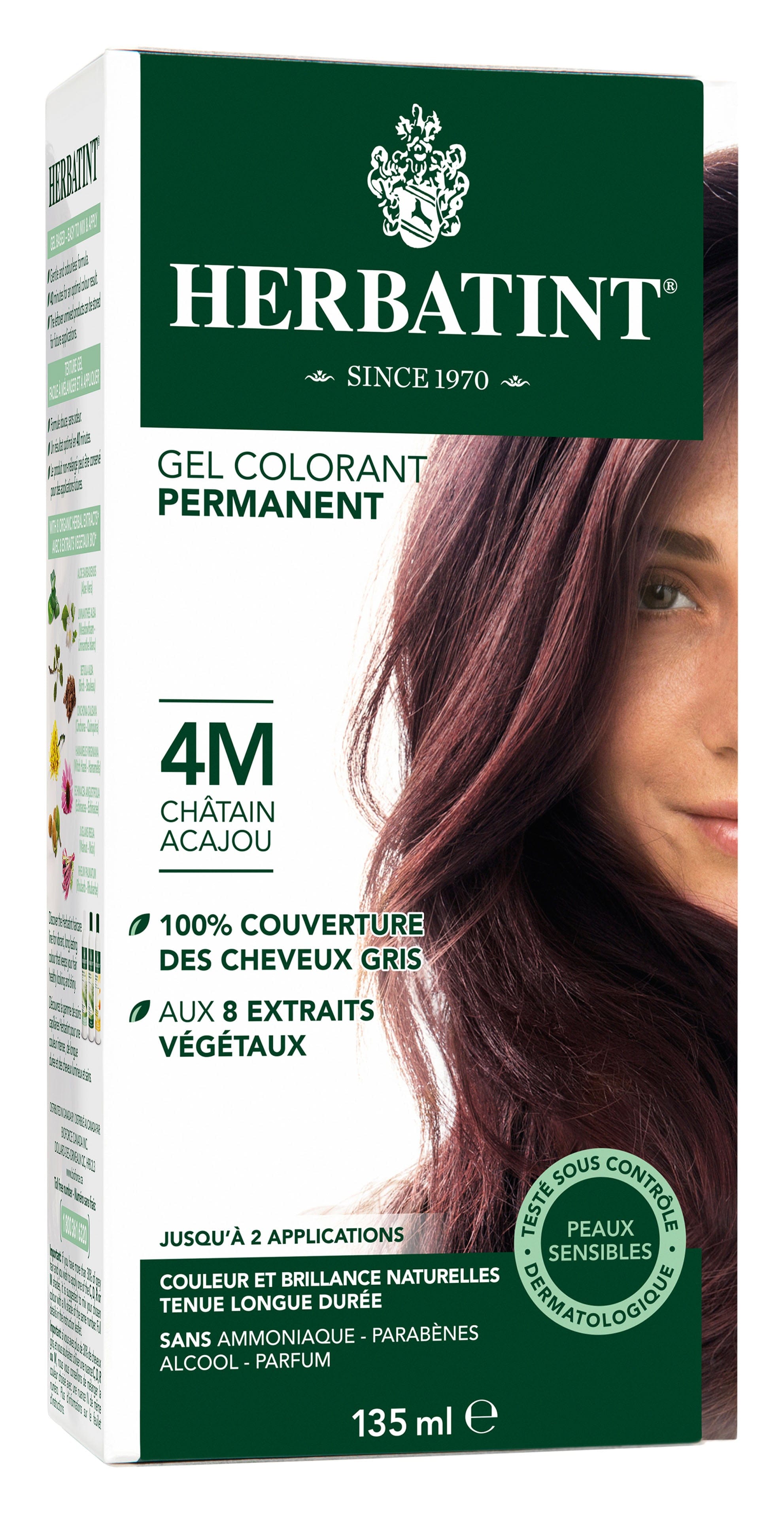 HERBATINT Soins & beauté Teinture 4M Châtain acajou 135ml